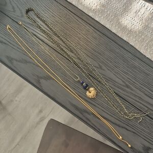 Gold and Blue Beaded Necklace Set